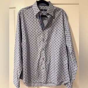Stone Rose light blue with Navy Polka Dots, Button Down Shirt